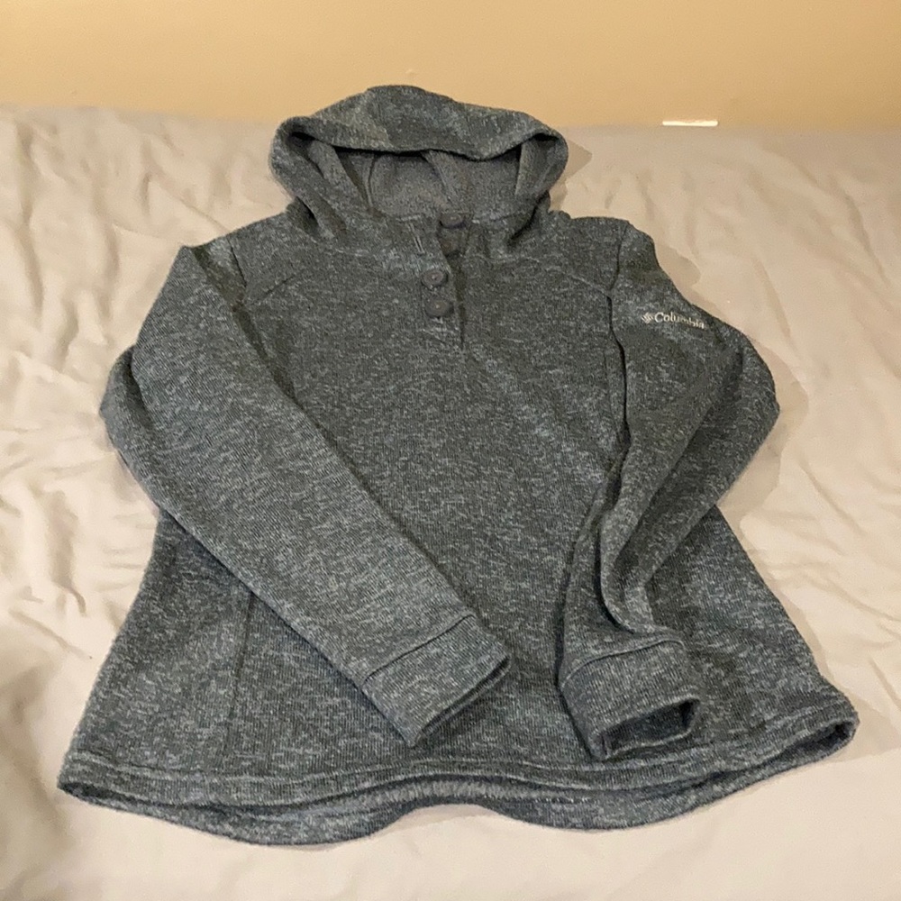 Women’s blue hooded Columbia Sportswear sweatshirt